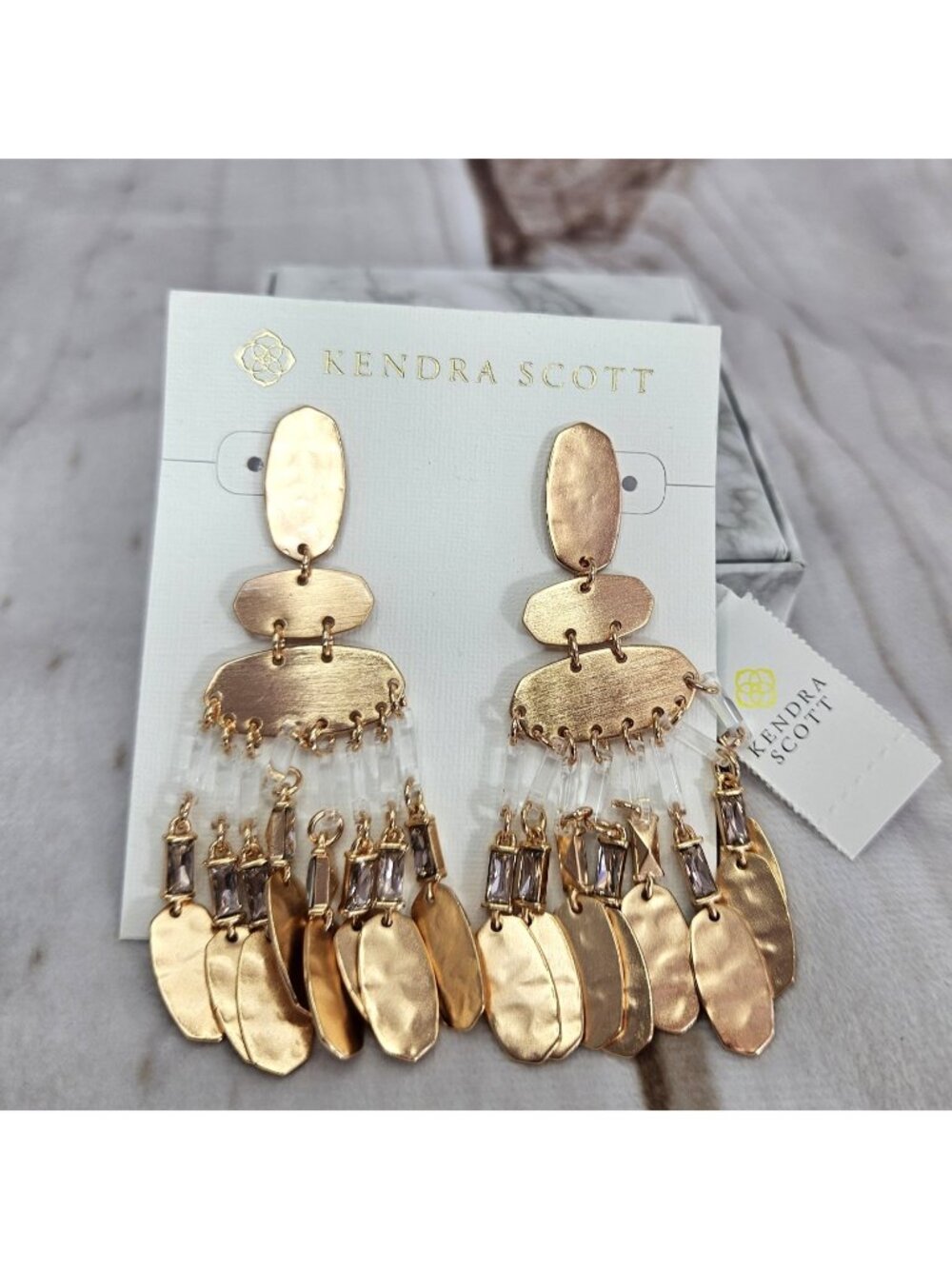 Kendra Scott Rose Gold Hammered Multi-Drop Chandelier Earrings